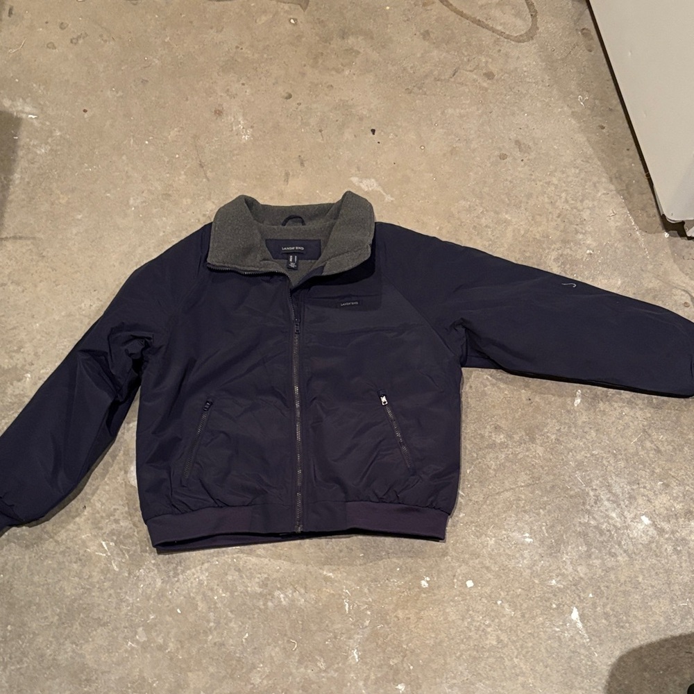 NWOT Lands' End Navy Jacket with Gray Collar